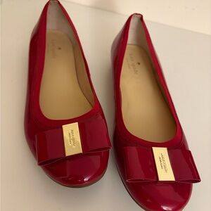Kate Spade Cherry Red Flats with Bow Accent